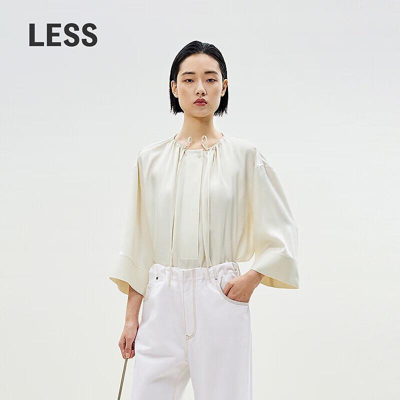 LESS Women's Tie-Neck Loose Fit Blouse