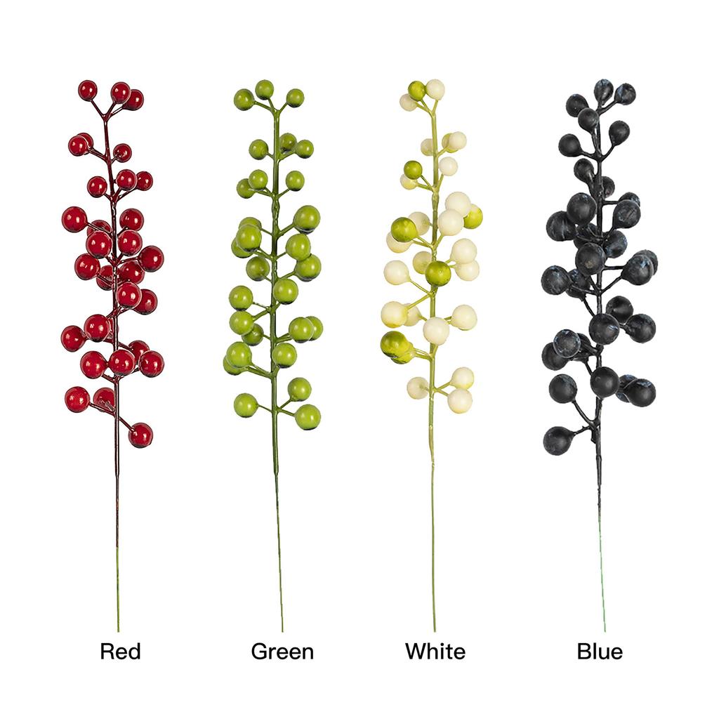 Artificial Berry Stem Lifelike Exquisite Simulation Berry Branch for Home Party Decoration Green