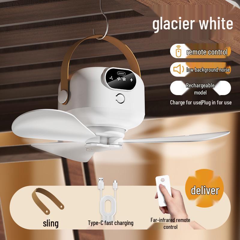 Перезаряжаемый USB потолочный вентилятор с ночником и пультом дистанционного управления для общежитий и небольших помещений