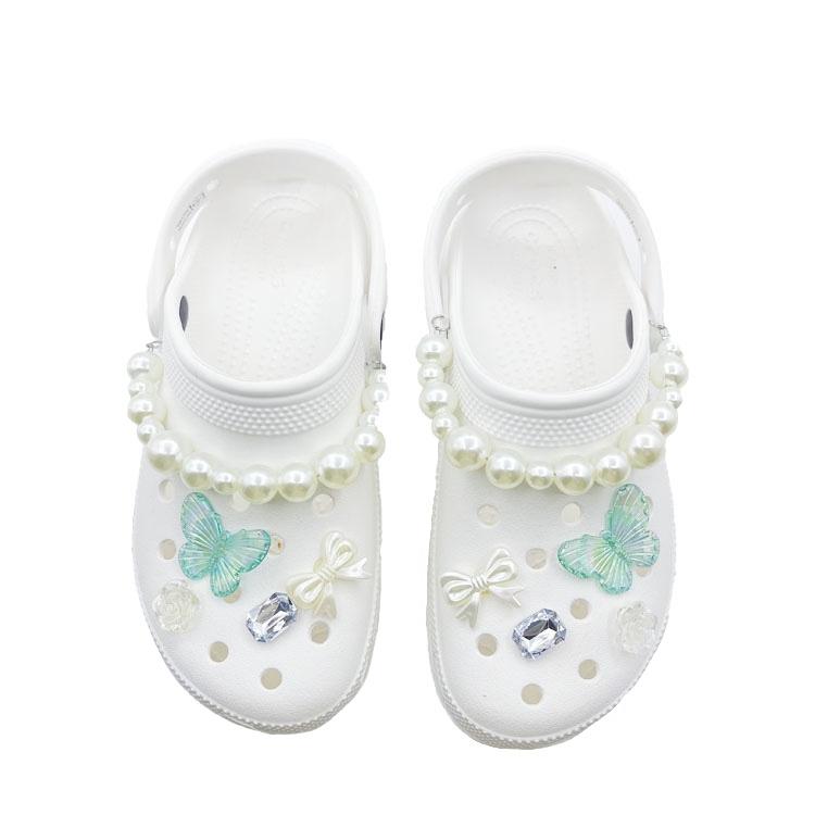 Crocs Classic Platform Clog Delos Butterfly Wings Beach Travel Versatile Fashion Trend EVA Hole Shoes Unisex Green