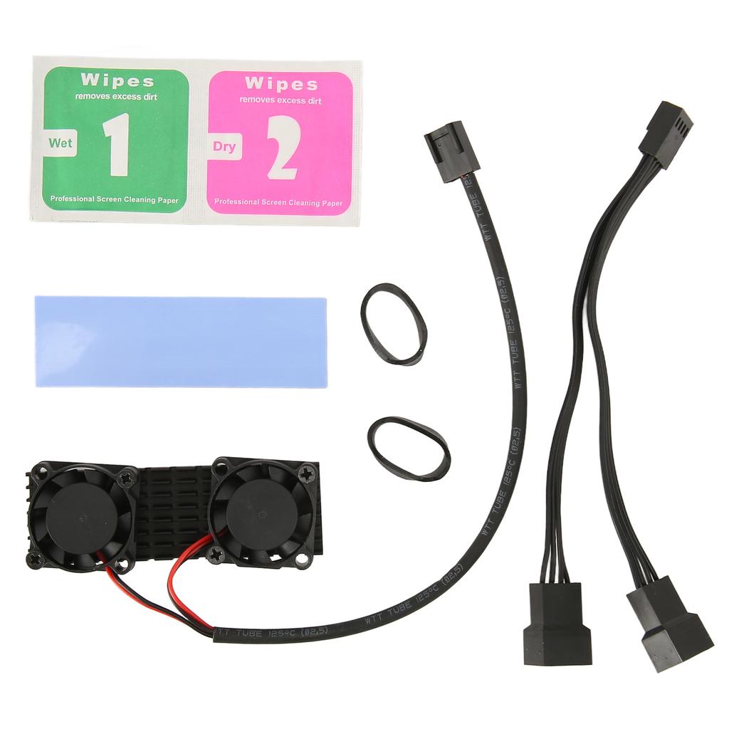 Радиатор для M.2 2280 SSD, 3-контактное питание, алюминиевый сплав, АБС-пластик, 2 охлаждающих вентилятора, кулер для M.2 2280 SSD для настольного компьютера