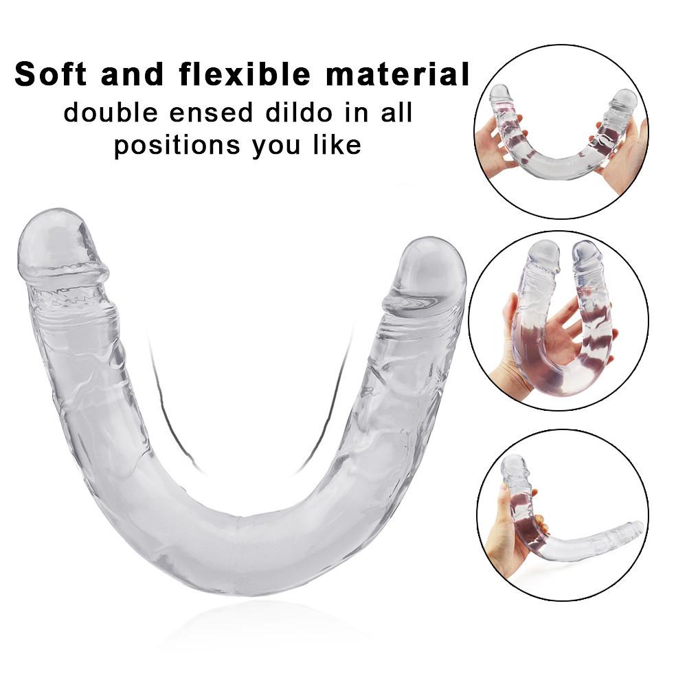 Супер длинный мягкий гибкий желейный фаллоимитатор с двойной головкой, лесбийская вагинальная анальная пробка, массажные секс-игрушки для женщин, искусственный пенис, реалистичный фаллоимитатор