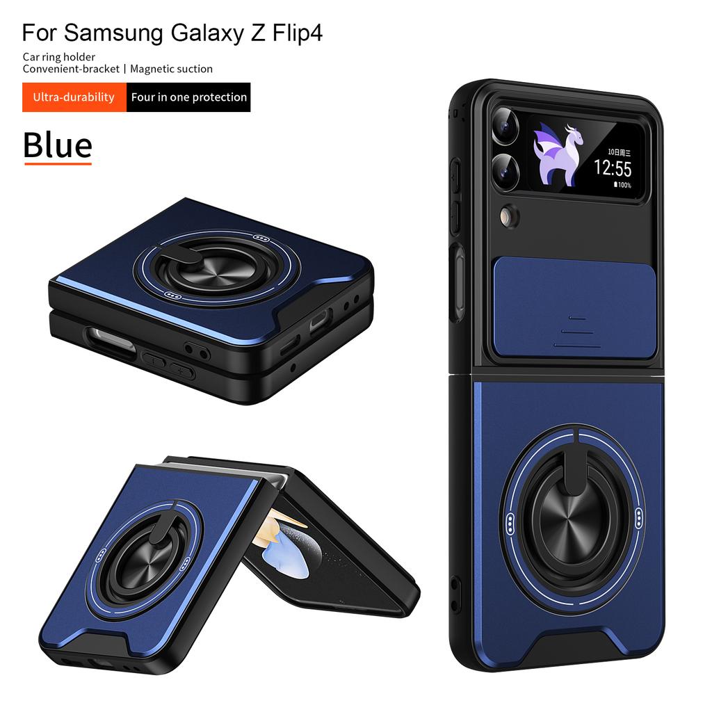 Чехол для Samsung Z Flip 3 Чехол для Galaxy Z Flip 4 Чехол для телефона Магнитный держатель-подставка Magsafe Военная броня Защитная крышка для камеры