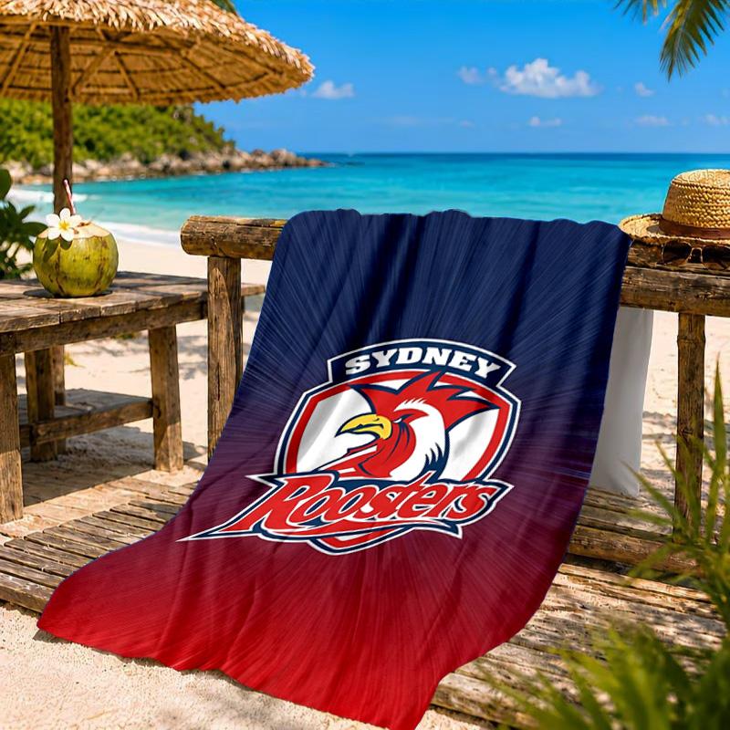 Пляжное полотенце с символикой команды Sydney Roosters, Быстросохнущее, Легкое в уходе, Подходит как для занятий спортом, так и для пляжного отдыха, Спортивный незаменимый аксессуар