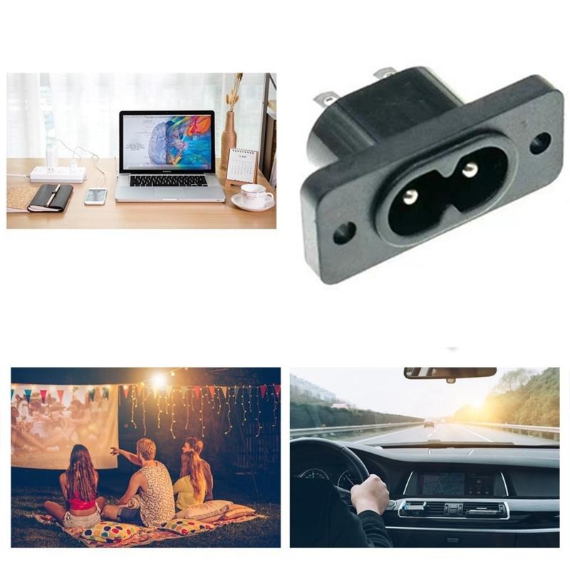 Прочные 8-образные разъемы C8 Адаптер штекера для монтажа на панель для удобного управления питанием AC250V 2.5A 2-контактный штекер