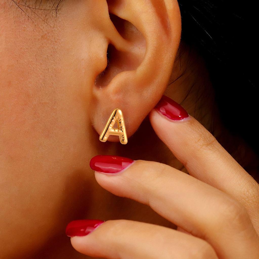 Fashionable And Trendy Small Letter Stainless Steel Bubble 26 Letter Earrings 1 Pair