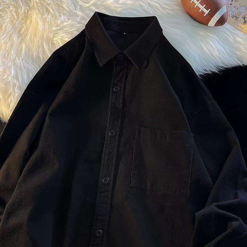 Модная свободная рубашка с длинным рукавом в японском стиле для мужчин