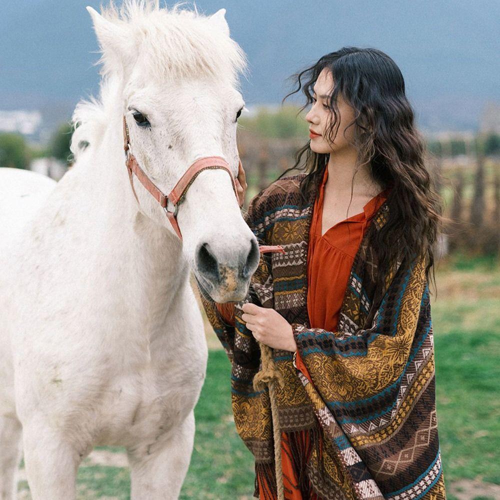 Этнический стиль Шарф Головной платок Защита от солнца Темперамент Кардиган Для женщин Леди Девушки