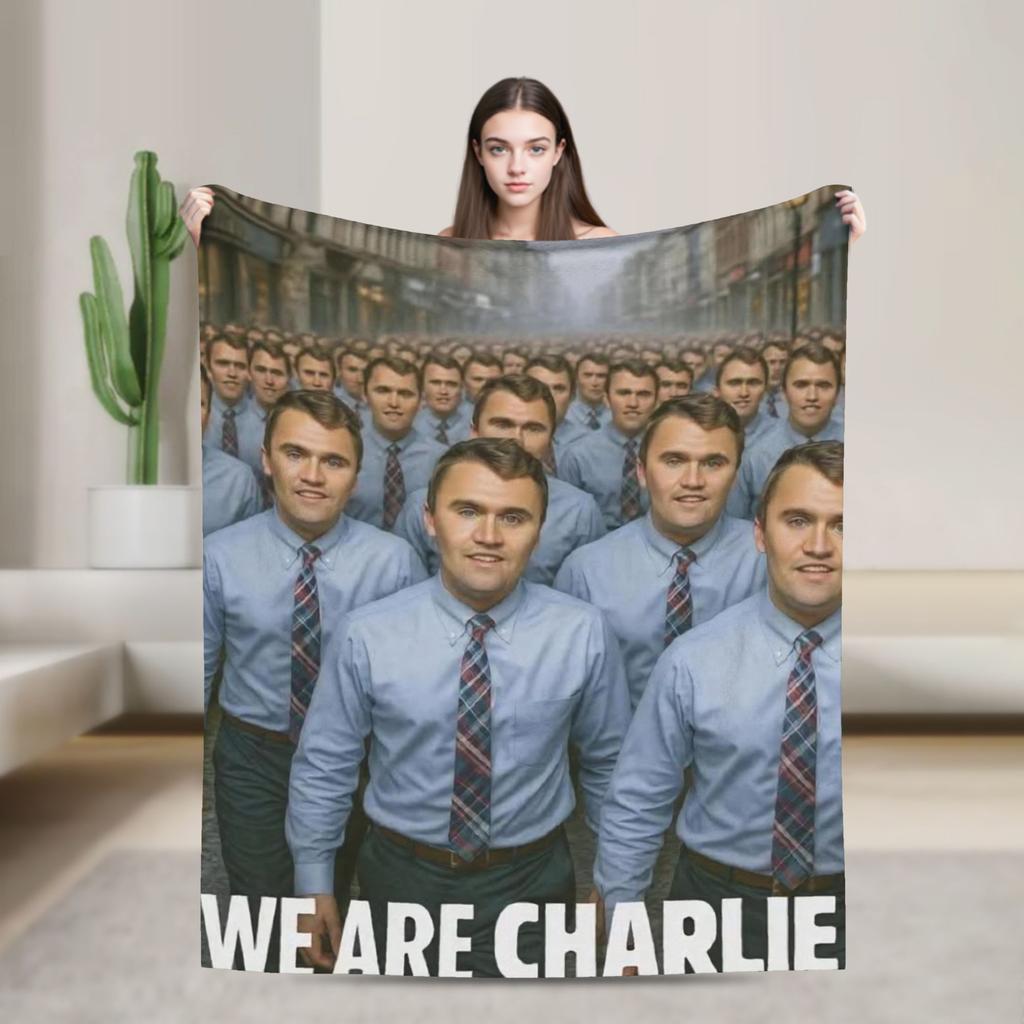 Super Soft Charlie Kirk Angelic Advocate Throw Blanket Premium Flannel Fleece Lightweight Bed Blanket Cozy Fluffy Blankets