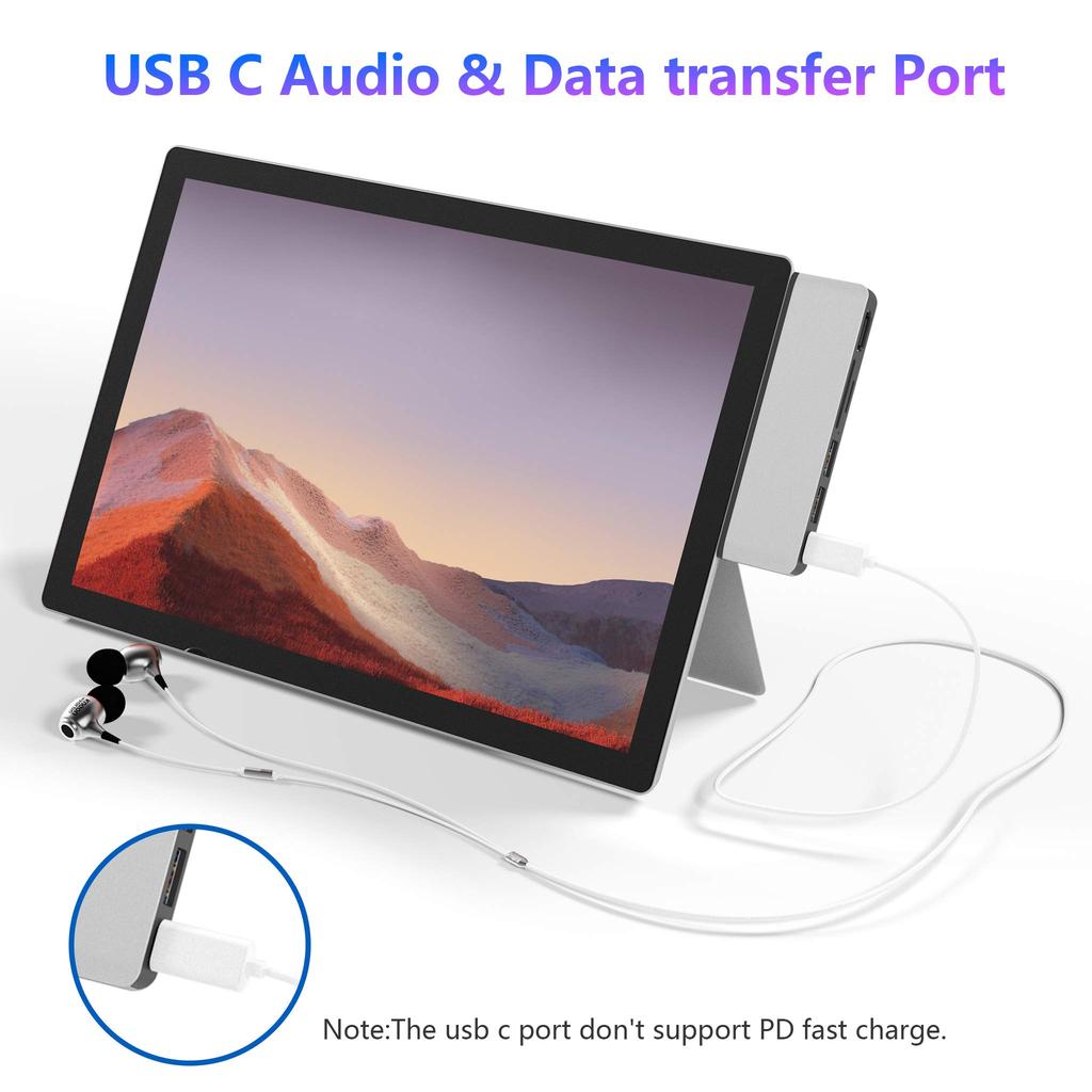 Surface Pro 7 USB-концентратор-адаптер Порт HDMI Порты Порт Type C Кардридер Высокоскоростная передача данных Алюминиевый специализированный концентратор Surface Pro7 6-в-2