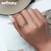 WOSTU Открытое кольцо из стерлингового серебра 925 пробы с цветком и птицей для женщин, регулируемые эффектные кольца с прозрачной бабочкой и цирконием, вечерние ювелирные изделия, подарок