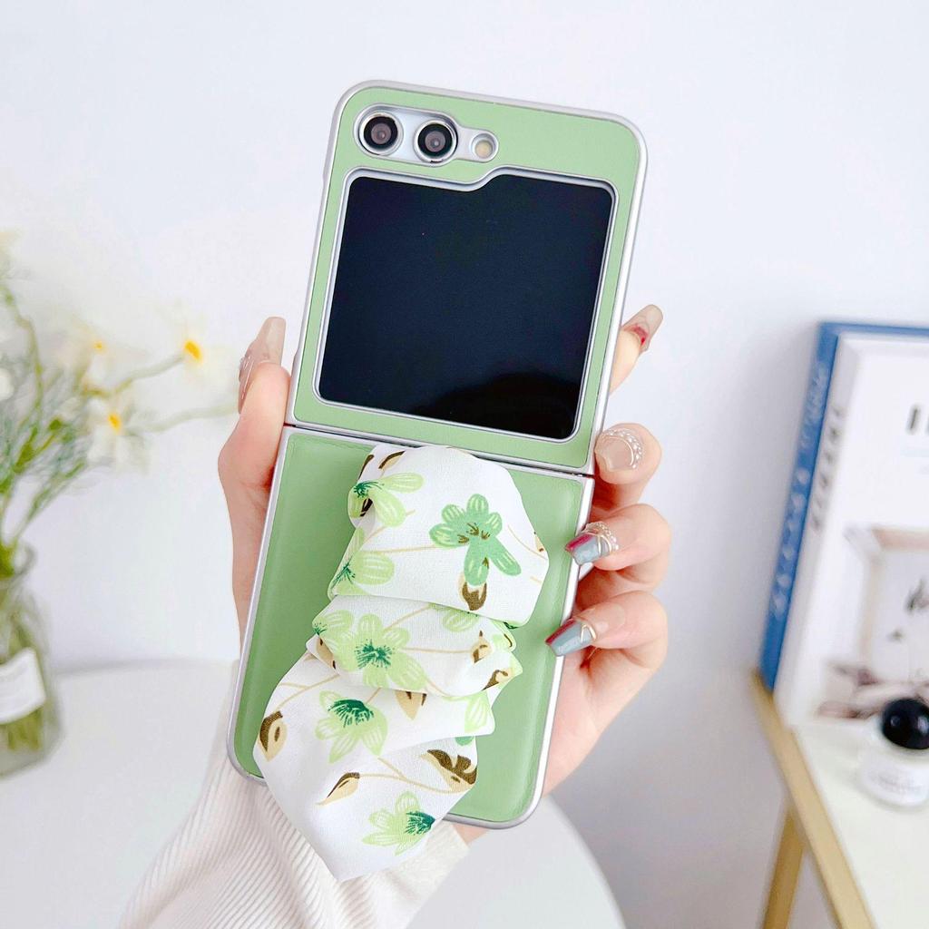 Samsung Z Flip 7 Перламутровая кожаная текстура Чехол-браслет