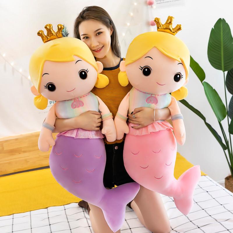 Lovely Mermaid Plush Cuddle Toy Cute Stuffed Doll For Girls Ideal Bedroom Decoration In Soft Colors