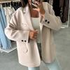 Autumn Winter Long Sleeve Suit Collar Single Breasted Cloth Coat Top Woman