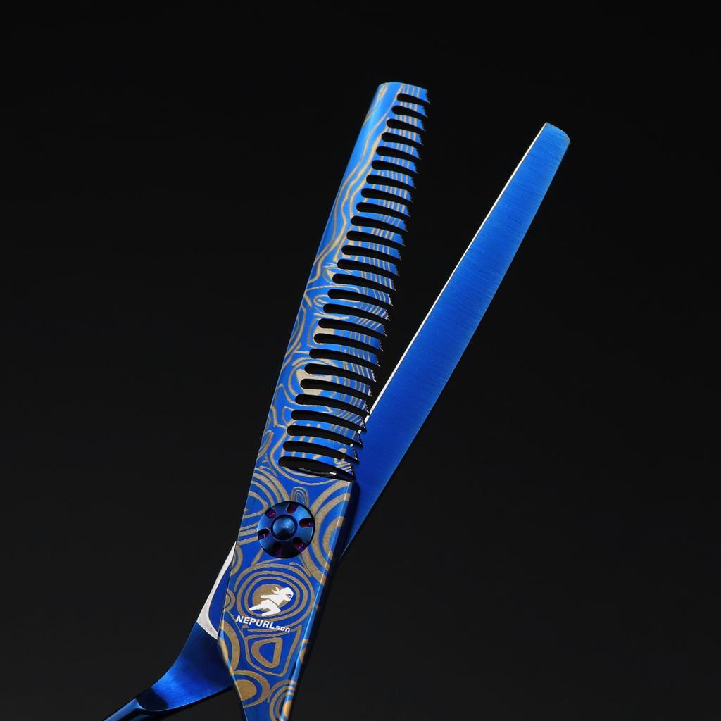 6.0 Inch Blue Pattern Flat Cut Tooth Cut Hair Cut Hair Cut