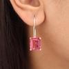 Драгоценный камень Розовый Турмалин Ювелирные изделия из стерлингового серебра 925 ручной работы Серьги 1,06" EE-167-16