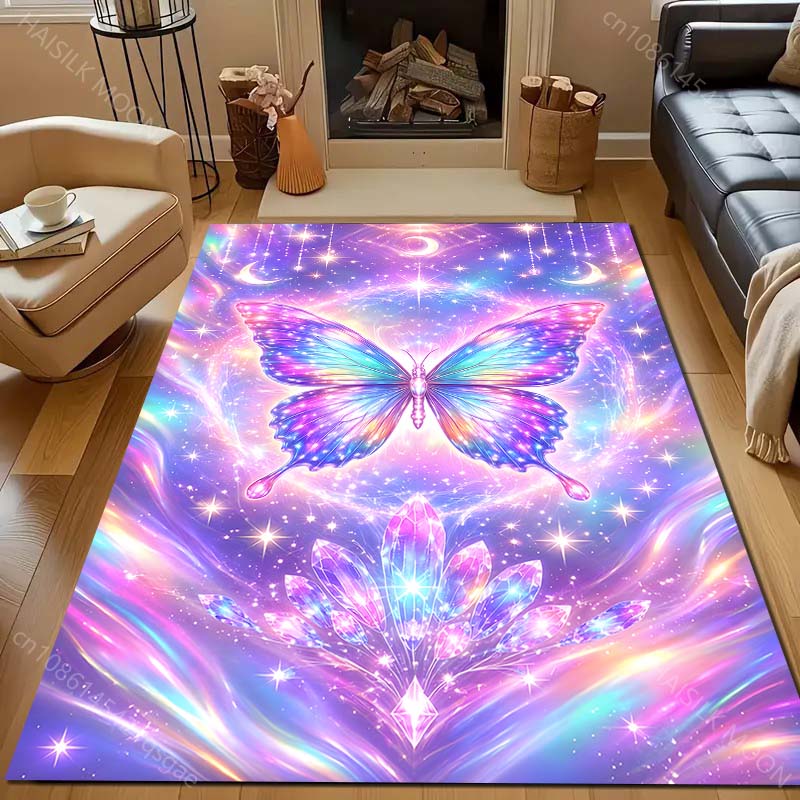 Multiple sizes Colorful dreamlike butterfly and moons Carpet for Living Room Bedroom Sofa Home Decor Rus Non-slip Floor Mat