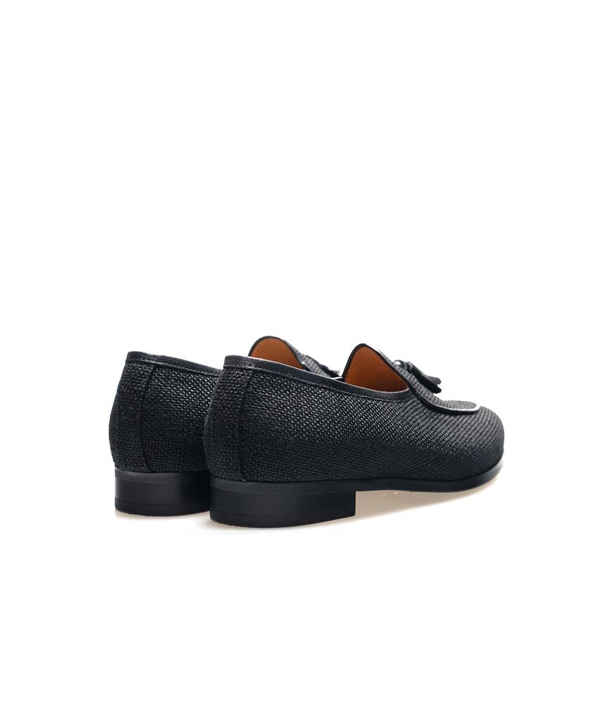 Allclassic Alc4402 Belgian Summer Linen Tassel Loafers_Black