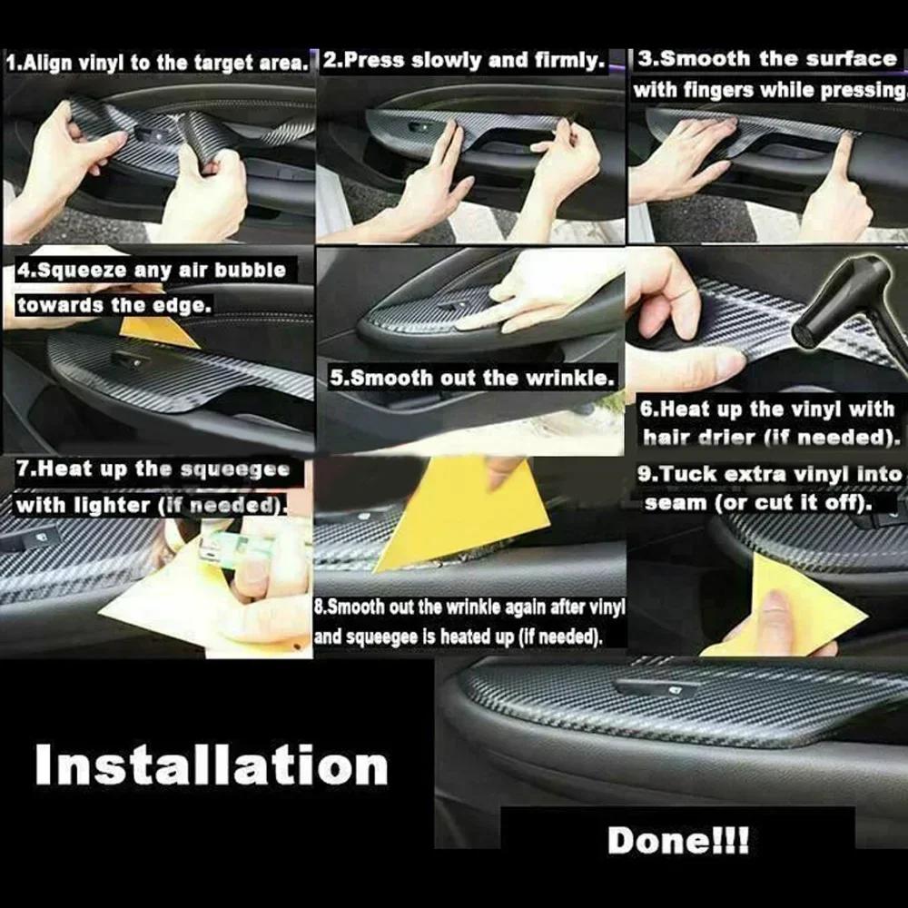 Car Interior 5D Glossy Carbon Fiber Wrap Trim Decal For BMW 3 Series E90 E92 E93 2005-2012 LHD Car Styling Accessories USEFUL