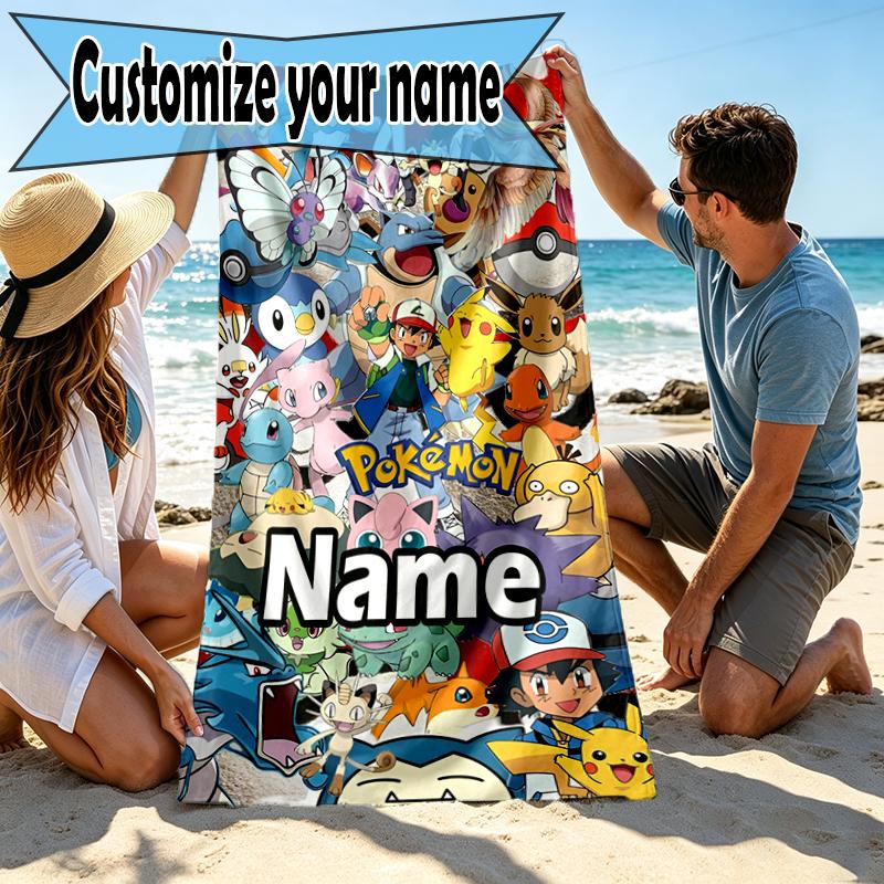 Custom Name Personalized card game Print Beach Towel, for Trip Camping Beach Party Home Decor, Birthday Gift for Family & Friends