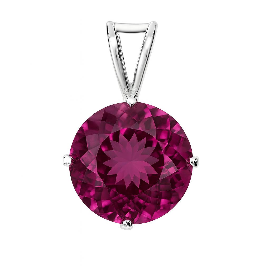 17 CT Natural Pink Ruby Round Cut Gemstone 925 Silver Pendant