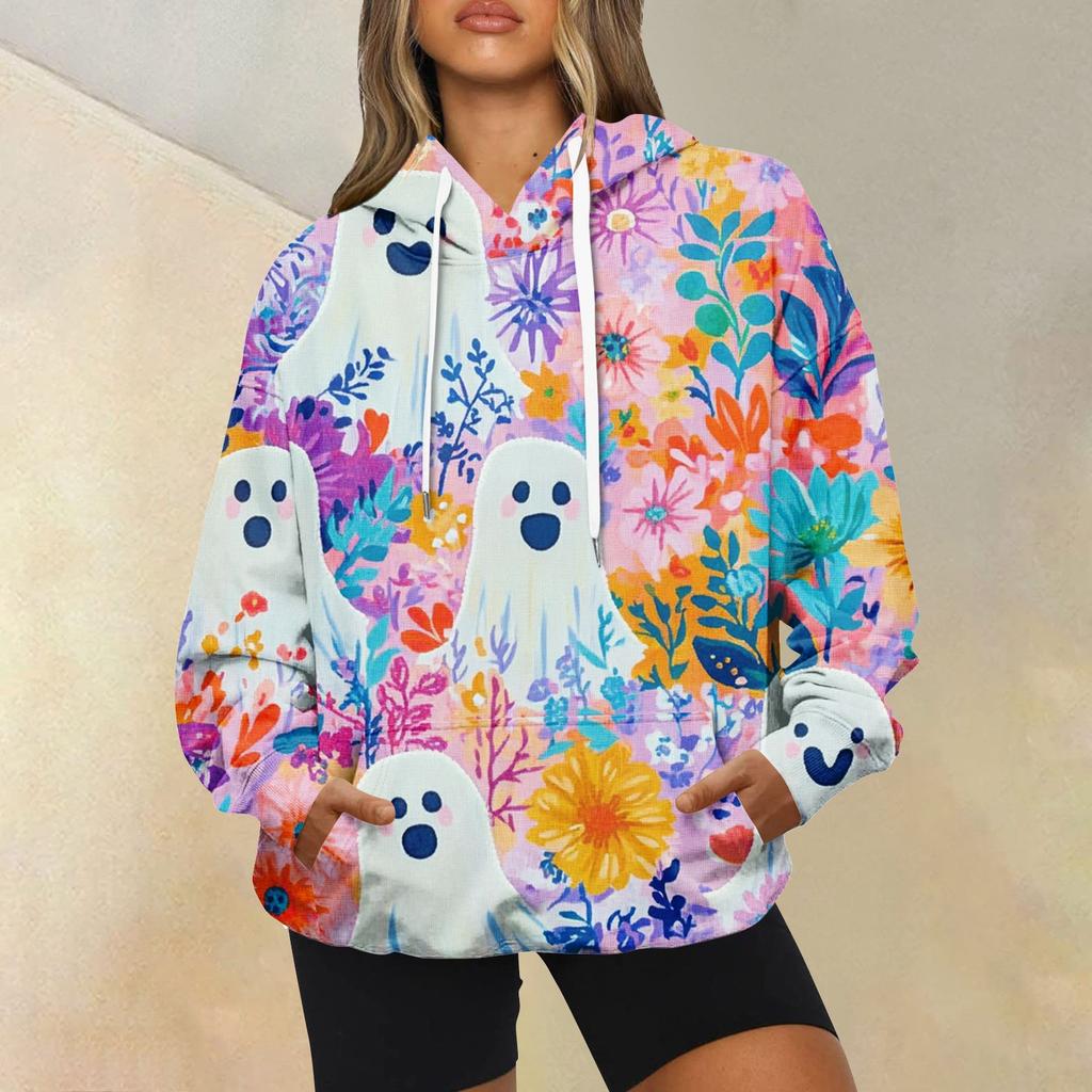 Women's Fashion Casual Long Sleeve Hooded Printed Sweatshirt