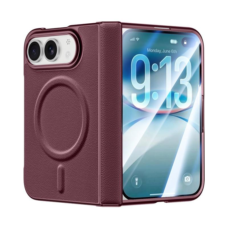 Magnetic Snap-on Leather Case With Screen Protector IPhone Duo Full Coverage Slim Back Cover