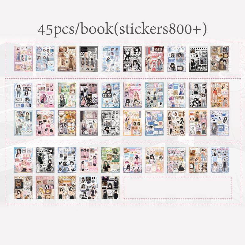 45 шт./книга Материал для блокнота в стиле старинных комиксов Декоративные наклейки Guka Канцелярия для ручного учета Книга наклеек с режущей пленкой