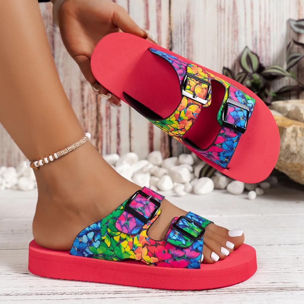 Beach Sandals For Women Fashion Thick Sole Slippers Summer Slip On Classic Open Toe Flat Sandals Plus Size 43 Sandalia Feminina