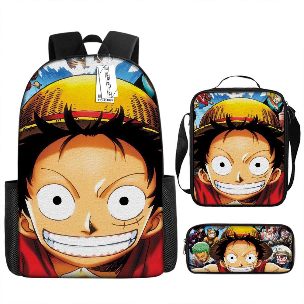 Периферийный Рюкзак Школьный Студенческий ONE PIECE Мультяшный Школьный Рюкзак Детский Рюкзак Ранец из трех частей