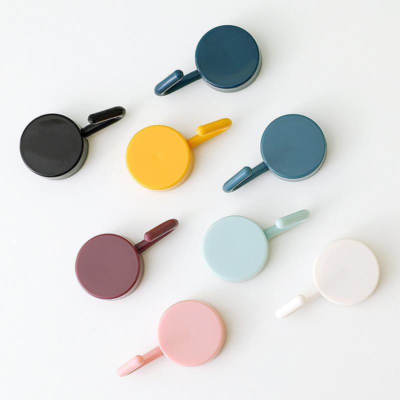 Vogue No Punching Small Hook Decorative Solid Color 5PCS Circular Hook Kitchen Wall Hanging Hook Cute Adhesive