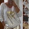 Women Casual Tops Round Neck Long Sleeve Regular Fit Sweatshirt Sequins Eyes Decor Sweatshirt Hot Stamping