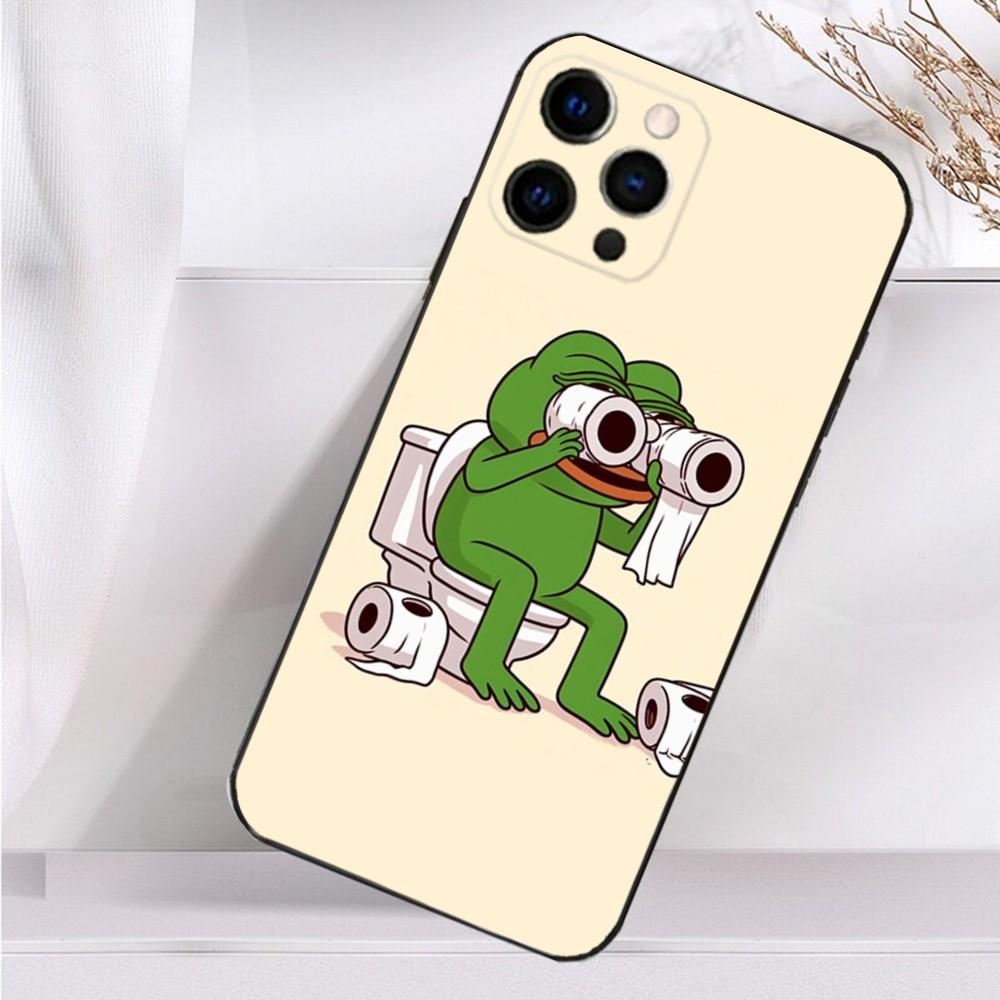 Funny P-Pepe the Frog Phone Case For iPhone 16,15,14,13,12,11 Plus,Pro Max,XS,X,XR,SE,Mini,8,7 Soft Silicone Black Cover