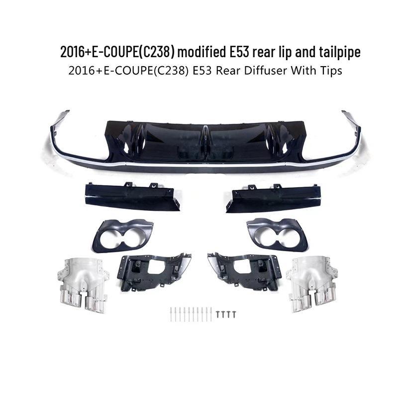 Rear Lip Diffuser with Quad Tailpipes for 16-21 Mercedes-Benz E-Class Coupe AMG E53/E63
