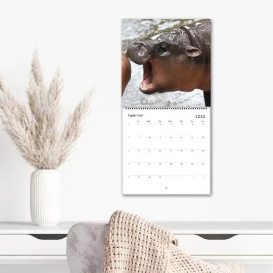 Moo Deng Calendar 2026 Pygmy Hippo Wall Calendar Monthly Planner Hanging Hippopotamus Calendar Gift for Hippo Lovers