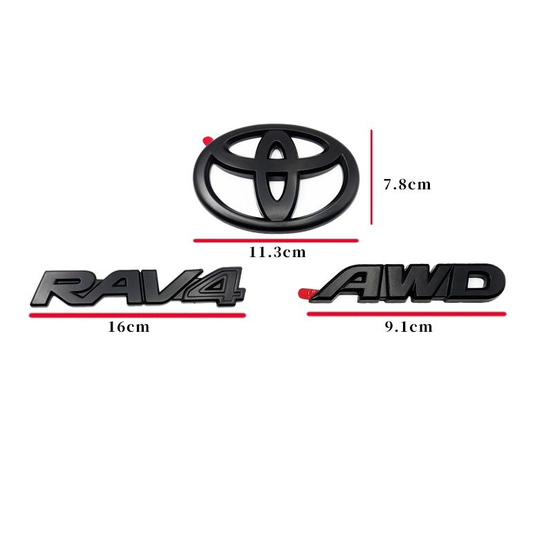 vdcp6 Juego de 4 Emblemas con Logotipo en ABS Negro Mate para TOYOTA RAV4 XLE XLE LIMITED 2019-2024, Adhesivo para Maletero, Accesorio