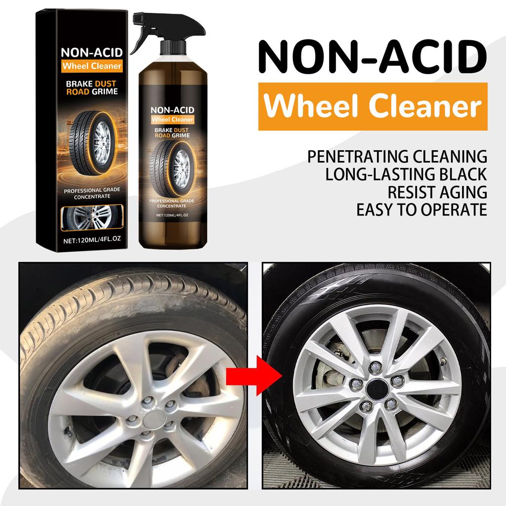 Homonth Car Tire Cleaner Set Wheel Refurbishment Cleaning Polishing Maintenance Multi-function Cleaning Agent 120ML