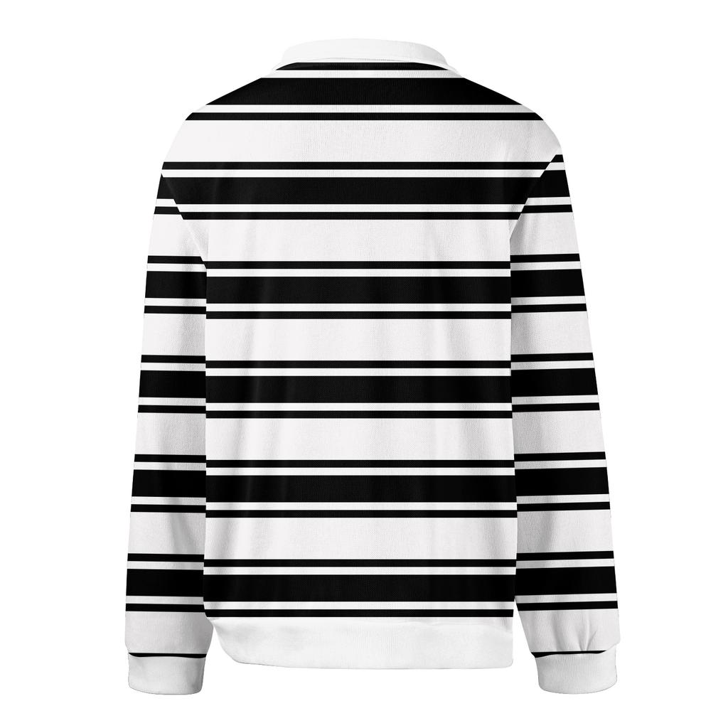 Men's Casual Fashion Printed Lapel Long-sleeved Knitted Bottoming Shirt Top