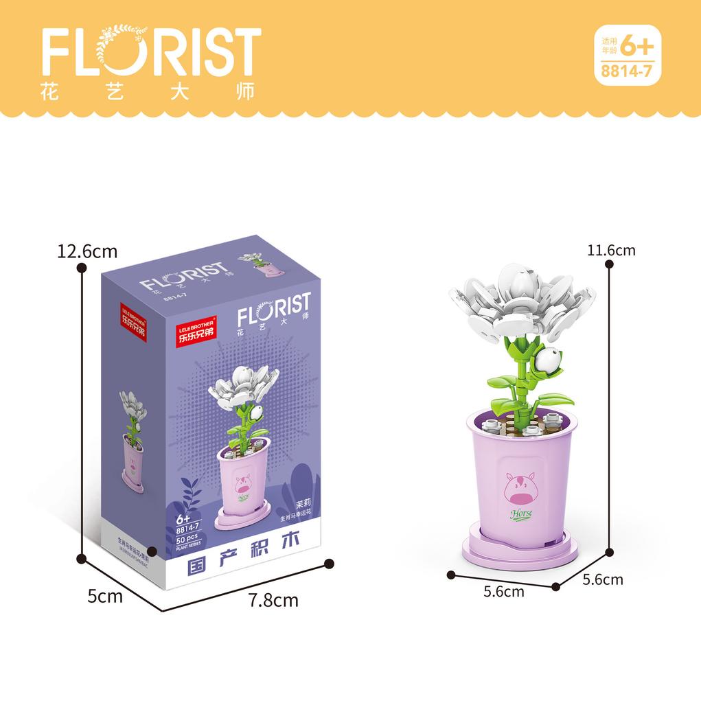 Tiny Particles Building Block Bouquet Potted Succulents Compatible Tabletop Ornament Model Educational Assembly Toy