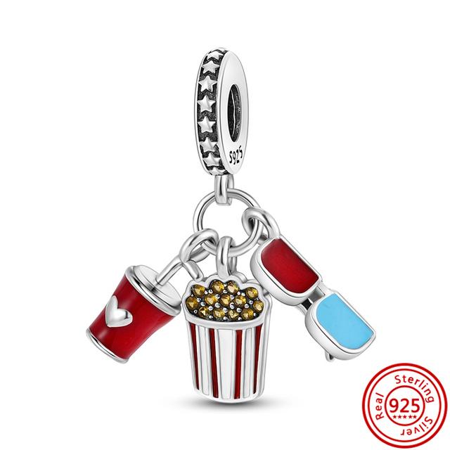 925 Серебро Радуга Солнце Облака Единорог День Рождения Торт Перья Крылья Бейсбольные Бусины Подходит Браслет Ювелирные Изделия