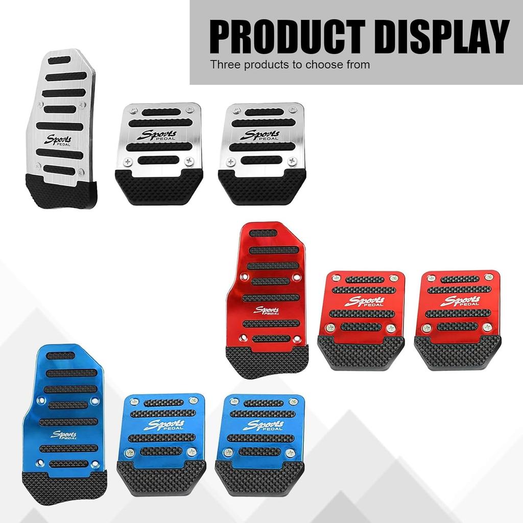 3 PCS Car Pedal Covers, Throttle Brake Clutches Non-Slip Rubber Strip Pedal Cover, Alloy Anti Rust Structure Sport Decorative Pedal Conversion
