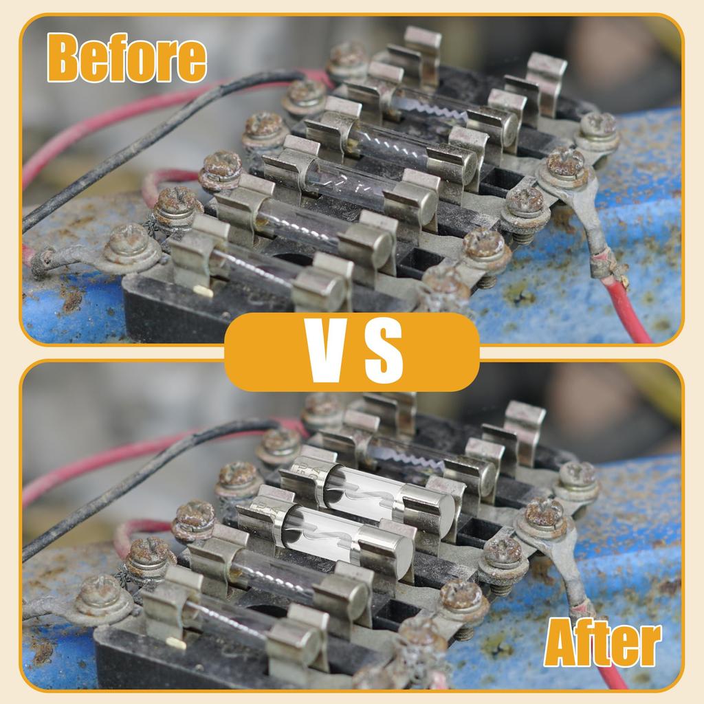 Partuto Set of 5 10x38mm 0.39x1.50" 30A Universal AGU Glass Fuse - Car Fuse