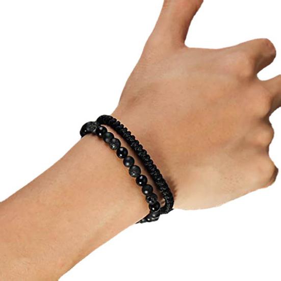 2 шт. Мужской ручной работы из бисера Матовый гладкий регулируемый легкий браслет Агатовый камень Исцеляющий духовный