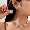 Light Luxury Style Sunflower Splicing Alloy Collarbone Chain Personalised Exaggerated Necklace Set Fashion Commuter Retro Travel Women's Necklace