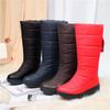 Winter Women Mid-calf Boots Warm Plush Waterproof Down Wedge Platform Snow Boots Round Toe Thick Heels Patent Leather Lady Boots
