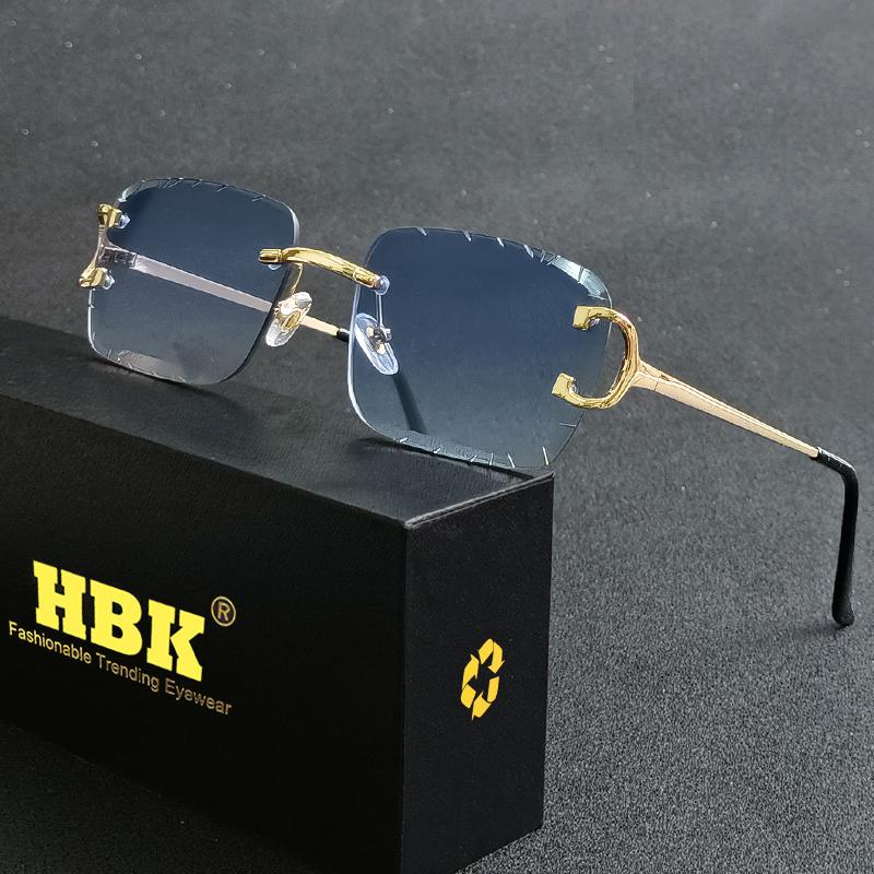 HBK Квадратные Без Оправы Градиентные Солнцезащитные Очки Мужские Новая Мода Винтажные Очки Женские Для Улицы Вечеринки Отпуска Путешествий Идеальный Выбор