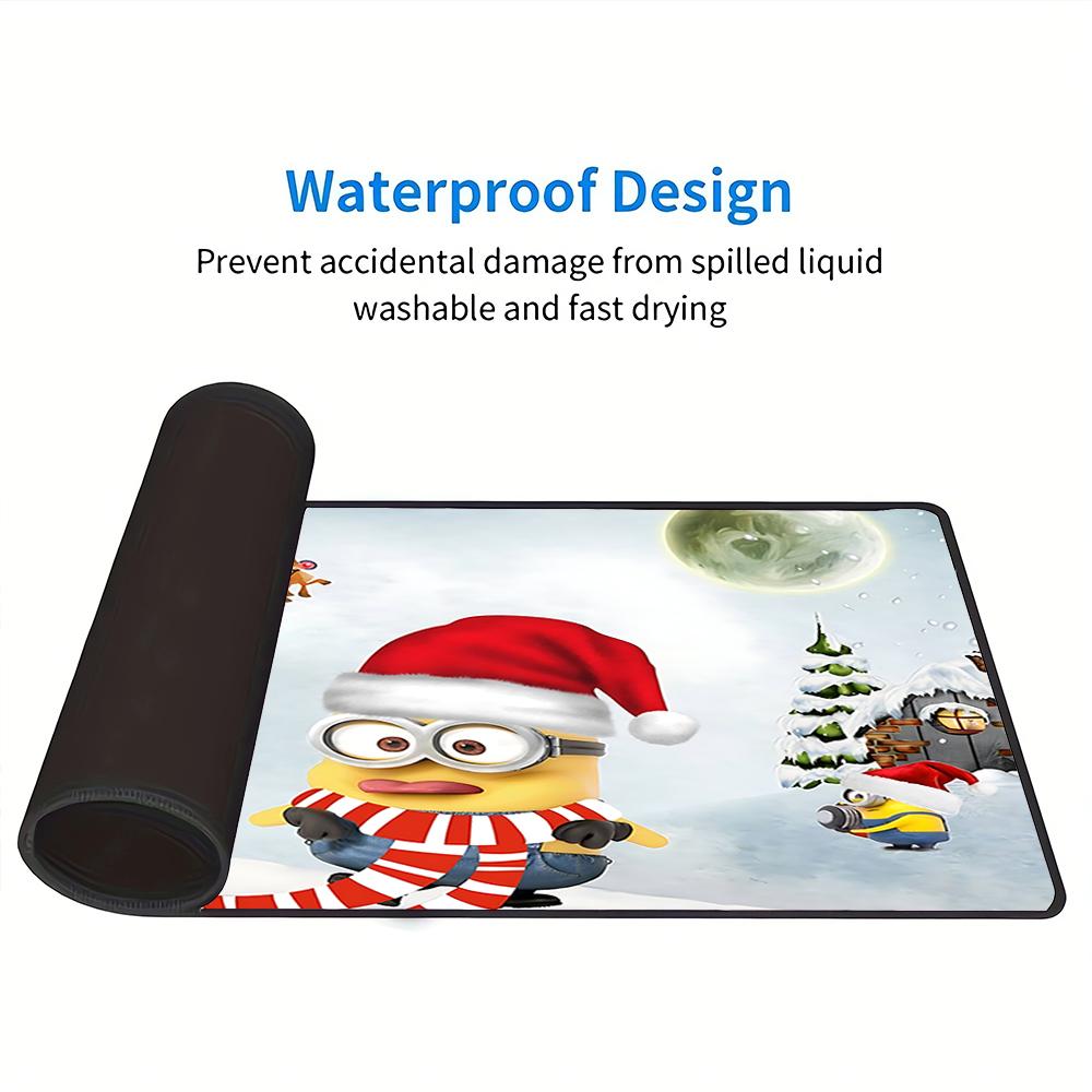 Christmas Minions Adventure Large Gaming Mouse Pad Nonslip Rubber Base Waterproof Desk Mat For Office Pc Laptop
