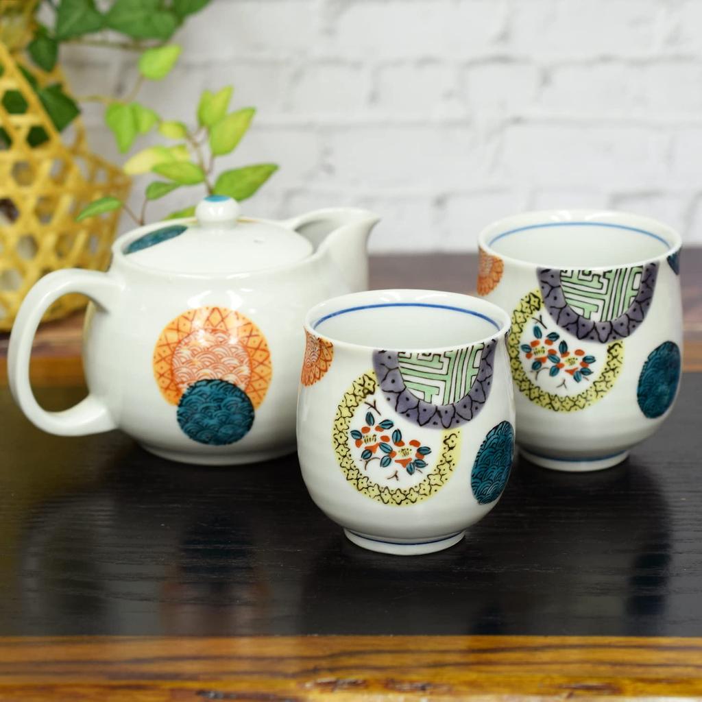 Набор из пары чашек и чайников Kutani ware цветная круглая керамика с узором японская посуда сделано в Японии