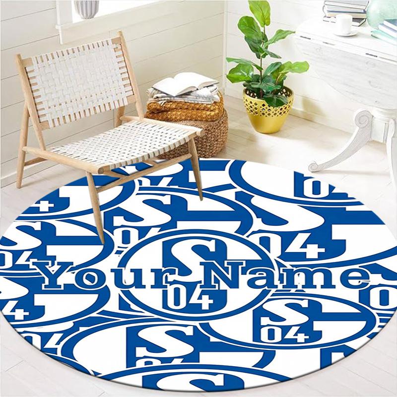 Sport Icon Custom Name Round Area Rug Carpet Rug For Living Room Bedroom Sofa Playroom Decor Nonslip Floor Mat
