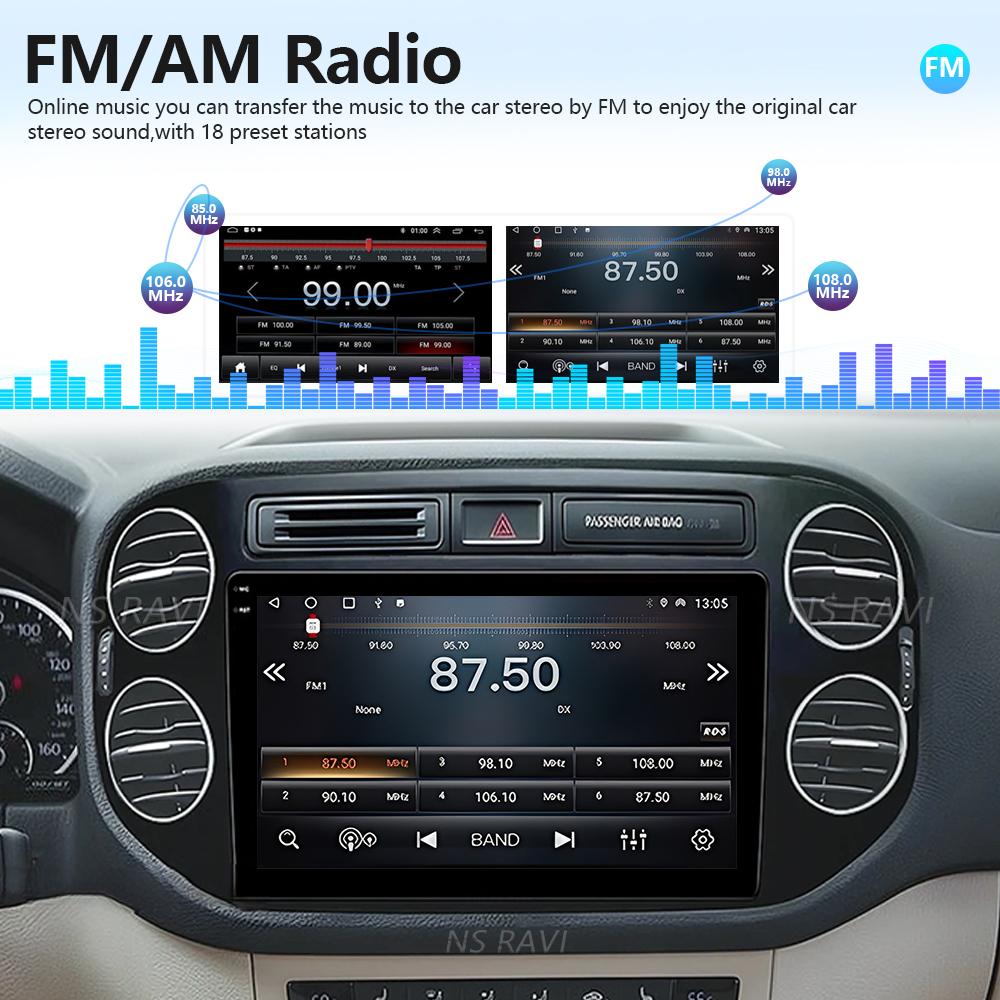 Autoradio multimédia Android 16 Plug and Play pour VW Volkswagen Tiguan 1 NF 2006-2016 avec Carplay et écran 2K